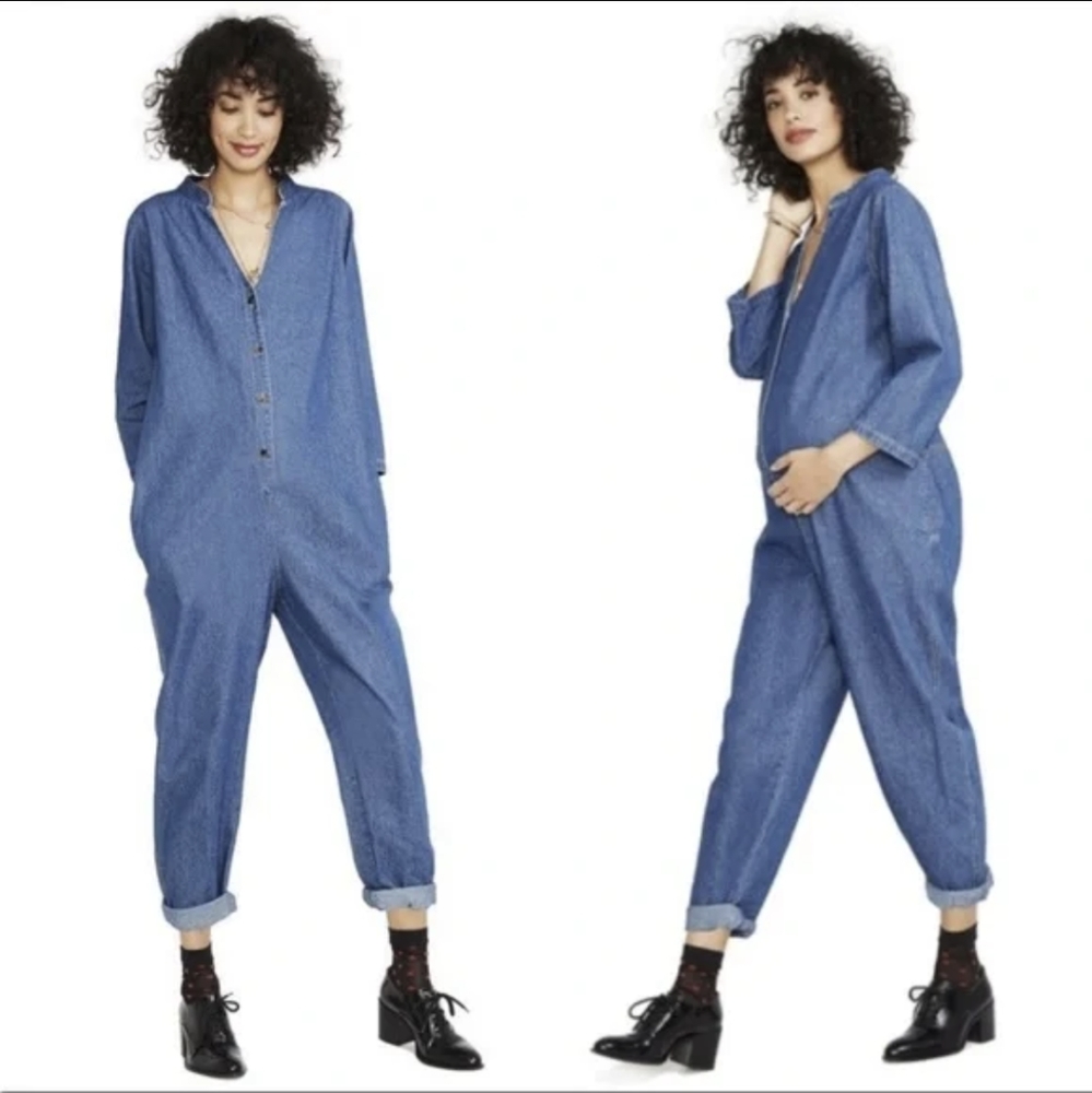 Hatch (0-2) Rae Denim Oversized Jumper Onesie